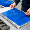 HDPE plastic blue sheets of 10my format 980 x 980 mm