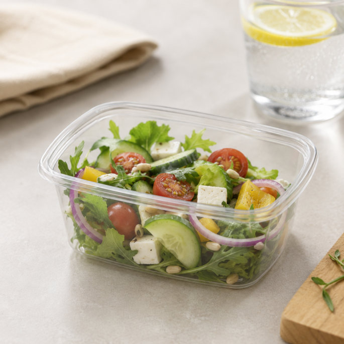 PP saladebakjes rechthoekig 200cc