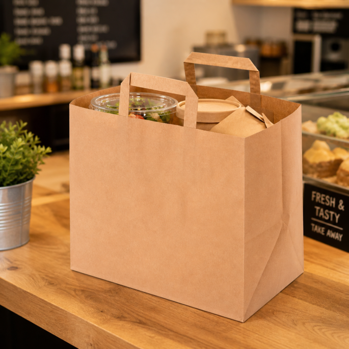 Paper kraft bags 32x22x26cm 21L 80gr