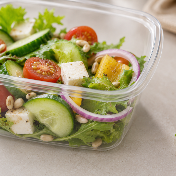 PP saladebakjes rechthoekig 200cc