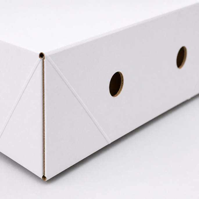 Ready-to-use box 700 grams white with a white bottom and a lid format 390 x 290 x 120 mm