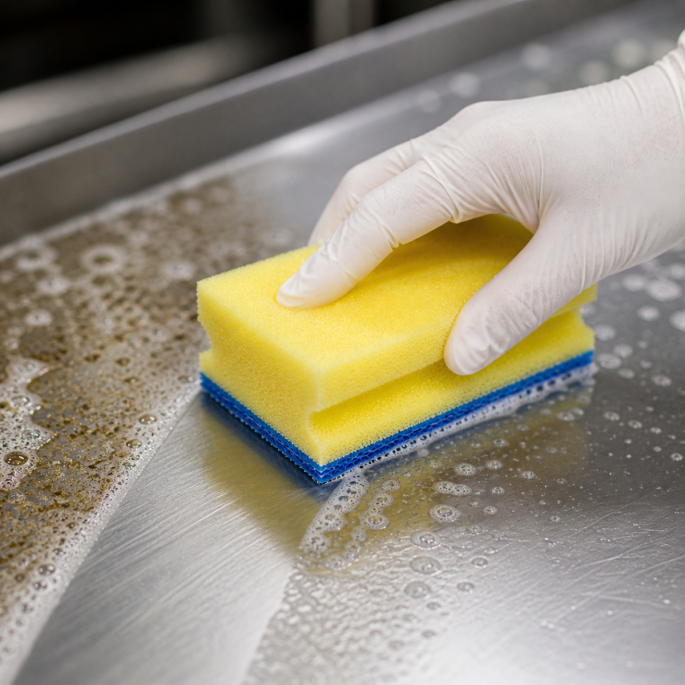 Abrasive sponges colour yellow size 150 x 70 mm