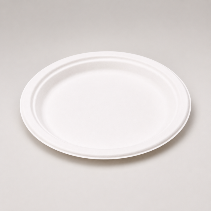 Plates of cane sugar round white format 230 mm